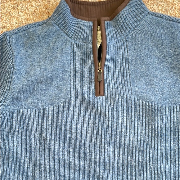 L.L. Bean Blue Zip Up Sweater with Ribbed Collar - Picture 4 of 7